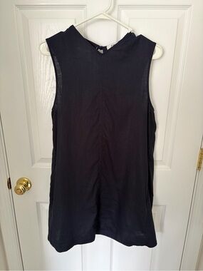 COS Navy Blue Linen Mini Dress (6)
